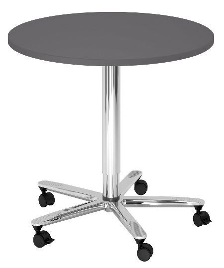 Hammerbacher Säulenhubtisch ST08 stufenlos höhenverstellbar 72-114cm Gestell Chrom od. Schwarz Tischplatte rund Ø80cm