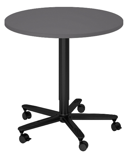 Hammerbacher Säulenhubtisch ST08 stufenlos höhenverstellbar 72-114cm Gestell Chrom od. Schwarz Tischplatte rund Ø80cm