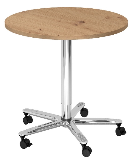 Hammerbacher Säulenhubtisch ST08 stufenlos höhenverstellbar 72-114cm Gestell Chrom od. Schwarz Tischplatte rund Ø80cm