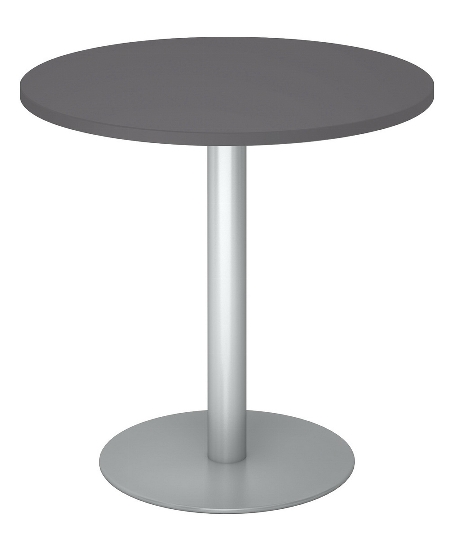 Hammerbacher Besprechungstisch STF08 Gestell Silber Höhe 74,5cm Tischplatte rund Ø80cm Grau/Silber