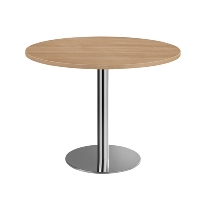 Besprechungstisch STF10 mit Chromsäule Tischplatte rund Ø100cm Nussbaum/Chrom