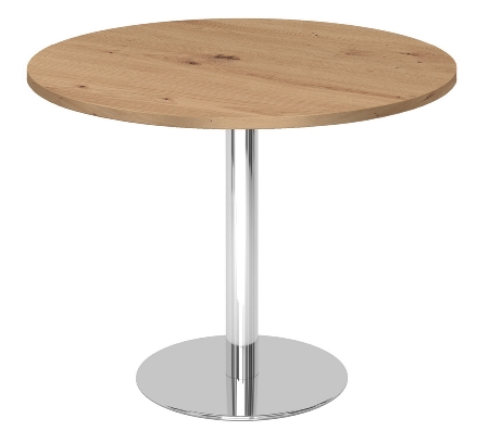 Hammerbacher Besprechungstisch STF08 Gestell Silber Höhe 74,5cm Tischplatte rund Ø80cm Grau/Silber