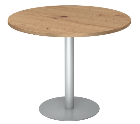 Hammerbacher Besprechungstisch STF08 Gestell Silber Höhe 74,5cm Tischplatte rund Ø80cm Grau/Silber