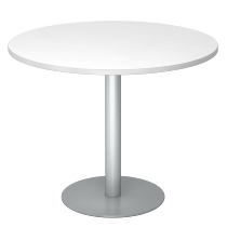 Besprechungstisch STF10 Gestell Silber Tischplatte rund Ø100cm Weiß/Silber