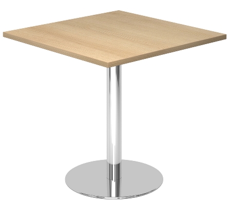 Hammerbacher Besprechungstisch STF88 Chromsäule Höhe 74,5cm Tischplatte quadratisch 80x80cm Ahorn/Chrom