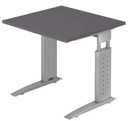 Hammerbacher Schreibtisch Serie US12/W C-Fuß Arbeitshöhe 68-86 cm (BxT) 120x80cm Nussbaum/Weiß