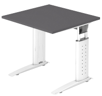 Hammerbacher Schreibtisch Serie US12/W C-Fuß Arbeitshöhe 68-86 cm (BxT) 120x80cm Nussbaum/Weiß
