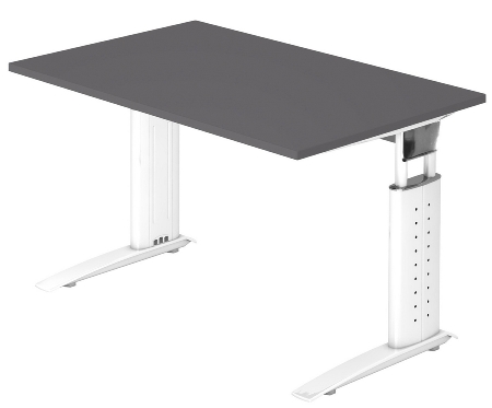 Hammerbacher Schreibtisch Serie US12/W C-Fuß Arbeitshöhe 68-86 cm (BxT) 120x80cm Nussbaum/Weiß