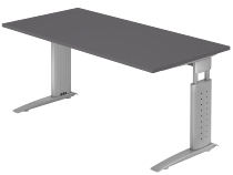 Hammerbacher Schreibtisch Serie US12/W C-Fuß Arbeitshöhe 68-86 cm (BxT) 120x80cm Nussbaum/Weiß
