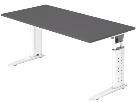 Hammerbacher Schreibtisch Serie US12/W C-Fuß Arbeitshöhe 68-86 cm (BxT) 120x80cm Nussbaum/Weiß