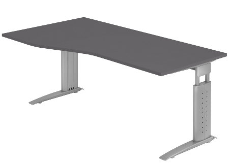 Hammerbacher Schreibtisch Serie US12/W C-Fuß Arbeitshöhe 68-86 cm (BxT) 120x80cm Nussbaum/Weiß