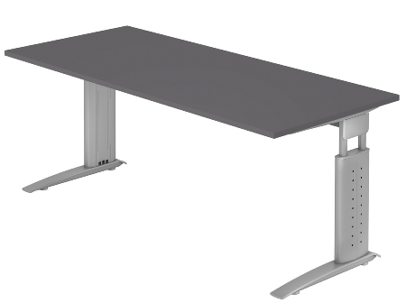 Hammerbacher Schreibtisch Serie US12/W C-Fuß Arbeitshöhe 68-86 cm (BxT) 120x80cm Nussbaum/Weiß