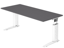 Hammerbacher Schreibtisch Serie US12/W C-Fuß Arbeitshöhe 68-86 cm (BxT) 120x80cm Nussbaum/Weiß