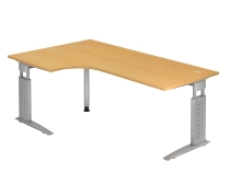 Hammerbacher Schreibtisch Serie US16/W C-Fuß Arbeitshöhe 68-86 cm (BxT) 160x80cm Grau/Weiß