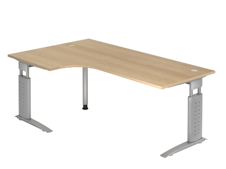 Hammerbacher Schreibtisch Serie US16/W C-Fuß Arbeitshöhe 68-86 cm (BxT) 160x80cm Grau/Weiß