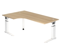 Hammerbacher Schreibtisch Serie US16/W C-Fuß Arbeitshöhe 68-86 cm (BxT) 160x80cm Buche/Weiß
