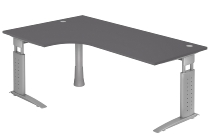Hammerbacher Schreibtisch Serie US12/W C-Fuß Arbeitshöhe 68-86 cm (BxT) 120x80cm Nussbaum/Weiß