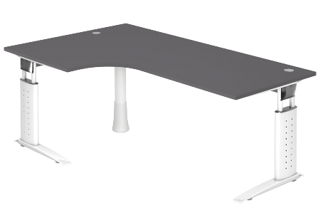 Hammerbacher Schreibtisch Serie US12/W C-Fuß Arbeitshöhe 68-86 cm (BxT) 120x80cm Nussbaum/Weiß
