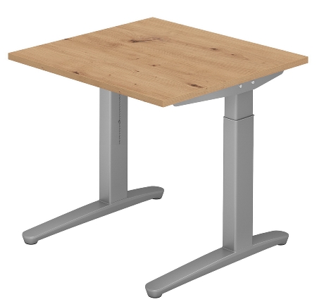 Hammerbacher XB08 Schreibtisch C-Fuß (BxT) 80x80cm Buche/Silber