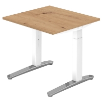 Hammerbacher XB08 Schreibtisch C-Fuß (BxT) 80x80cm Grau/WeißPo