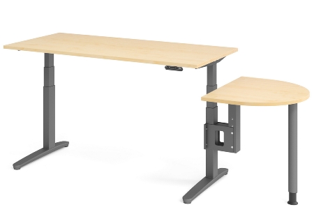 Hammerbacher Anbautisch XBA60 60x80cm mit Stellfuss+Konsole Ahorn/Graphit