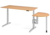 Hammerbacher Anbautisch XBA60 60x80cm mit Stellfuss+Konsole Ahorn/Silber