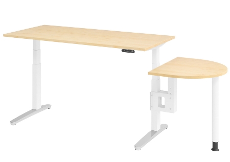 Hammerbacher Anbautisch XBA60 60x80cm mit Stellfuss+Konsole Ahorn/Weiß