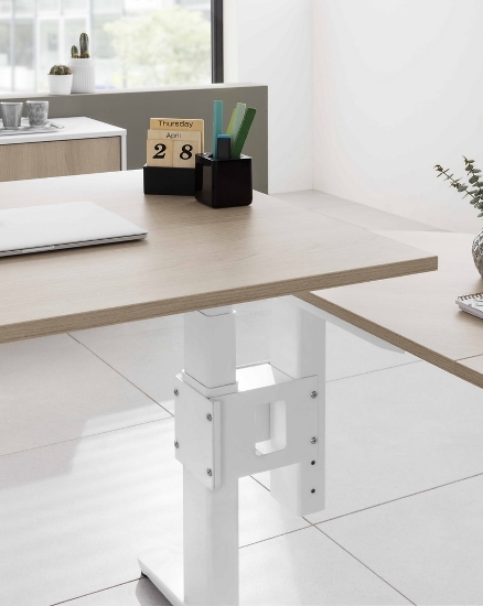 Hammerbacher Anbautisch XBA60 60x80cm mit Stellfuss+Konsole Eiche/Weiß