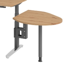 Hammerbacher Anbautisch XBA81 mit Stützfuß+Konsole 80x103cm Asteiche/Graphit