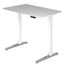 Sitz-Steh-Schreibtisch XBHM12 elektrisch (BxT) 120x80cm Grau/WeißPo