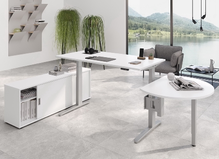 Hammerbacher Schreibtisch XBHM19 elektr. höhenverstellbar 65-130cm (BxT) 180x80cm Grau/Graphit