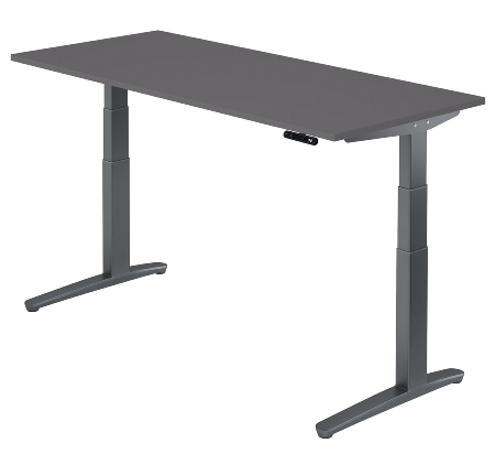 Hammerbacher Schreibtisch XBHM19 elektr. höhenverstellbar 65-130cm (BxT) 180x80cm Grau/Graphit