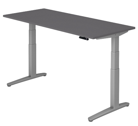 Hammerbacher Schreibtisch XBHM19 elektr. höhenverstellbar 65-130cm (BxT) 180x80cm Grau/Graphit