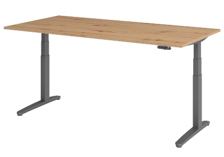 Hammerbacher Schreibtisch XBHM2E elektr. höhenverstellbar 65-130cm (BxT) 200x100cm Ahorn/Silber