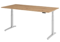 Hammerbacher Schreibtisch XBHM2E elektr. höhenverstellbar 65-130cm (BxT) 200x100cm Ahorn/Silber
