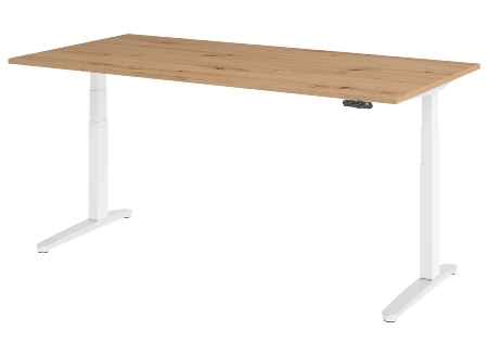 Hammerbacher Schreibtisch XBHM2E elektr. höhenverstellbar 65-130cm (BxT) 200x100cm Ahorn/Silber