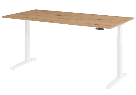 Hammerbacher Schreibtisch XBHM2E elektr. höhenverstellbar 65-130cm (BxT) 200x100cm Ahorn/Silber