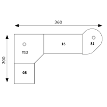 Trapezplatte XBT12 120x120cm mit Konsole+Stützfuss Asteiche/Graphit