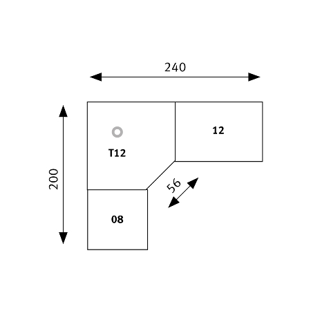Trapezplatte XBT12 120x120cm mit Konsole+Stützfuss Asteiche/Graphit
