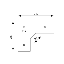 Trapezplatte XBT12 120x120cm mit Konsole+Stützfuss Asteiche/Graphit