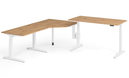Trapezplatte XBT12 120x120cm mit Konsole+Stützfuss Asteiche/Graphit