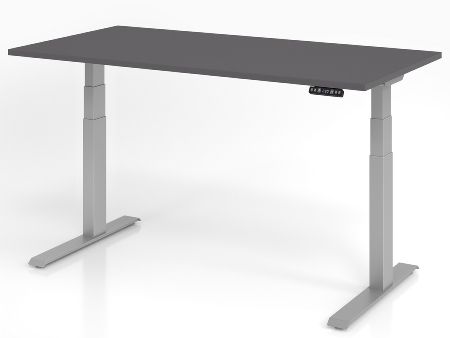 Sitz-/Steh-Schreibtisch XDKB19 elektr. höhenverstellbar (BxT) 180x80x64-129cm Asteiche/Silber