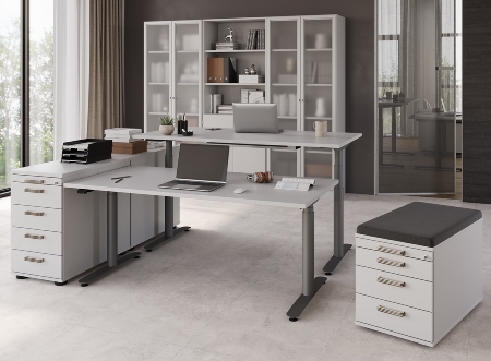 Hammerbacher Schreibtisch XDLR12 elektr. höhenverstellbar 63-127cm (BxT) 120x80cm Grau/Silber