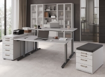Hammerbacher Schreibtisch XDLR12 elektr. höhenverstellbar 63-127cm (BxT) 120x80cm Grau/Silber