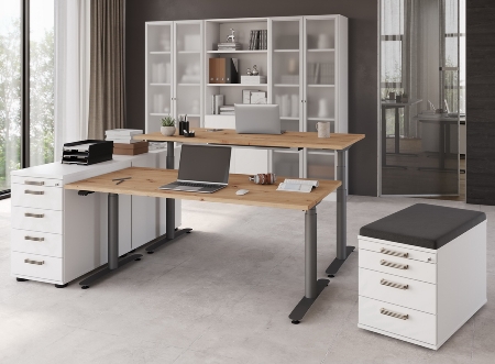 Hammerbacher Schreibtisch XDLR12 elektr. höhenverstellbar 63-127cm (BxT) 120x80cm Grau/Silber