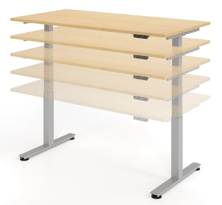 Schreibtisch XDSM16 Steh-/Sitzarbeitsplatz (BxT) 180x80cm Memory 2-stufig höhenverstellbar von 63,5-128,5cm Asteiche/Silber