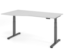 Schreibtisch XDSM16 Steh-/Sitzarbeitsplatz (BxT) 180x80cm Memory 2-stufig höhenverstellbar von 63,5-128,5cm Asteiche/Silber