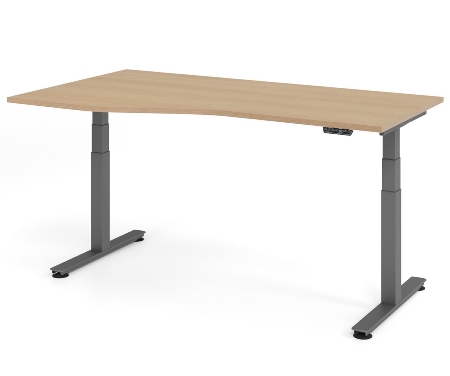 Schreibtisch XDSM12 Steh-/Sitzarbeitsplatz (BxT) 120x80cm Memory 2-stufig höhenverstellbar von 63,5-128,5cm Eiche/Silber