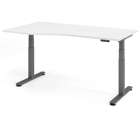 Hammerbacher Schreibtisch XDSM2E (BxT) 200x100cm Memory 2-stufig elektr. höhenverstellbar von 63,5-128,5cm Weiß/Graphit