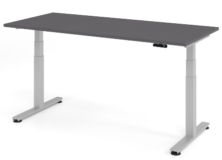 Schreibtisch XDSM19 Steh-/Sitzarbeitsplatz (BxT) 180x80cm Memory 2-stufig höhenverstellbar von 63,5-128,5cm Grau/Silber